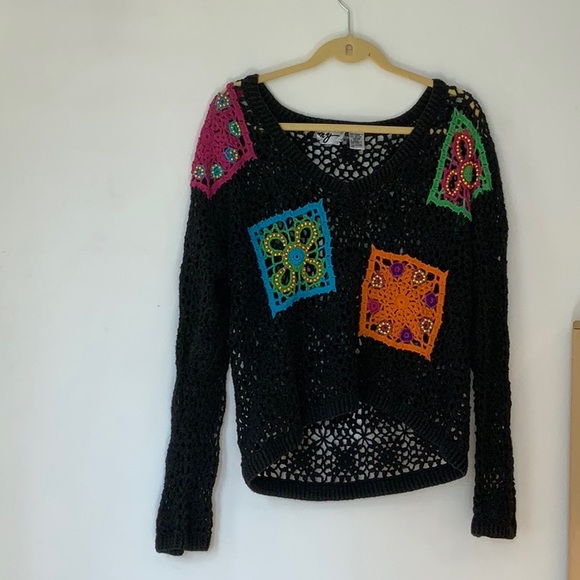 Vintage beaded patchwork sweater - Picture 1 of 9